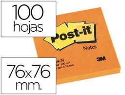 Bloc de 100 notas adhesivas quita y pon Post-it 76x76mm. naranja neón